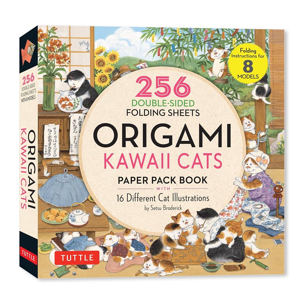 Origami Kawaii Cats Paper Pack Book: 256 Double-Sided Folding Sheets (Includes Instructions for 8 Models) cover image